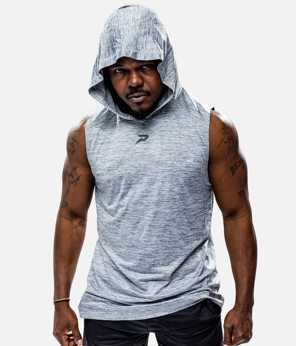 Quantum Lite Performance Raglan Sleeveless Hoodie - Heather Grey