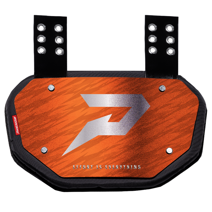 Phenom Elite Football Back Plate - Orange with Chrome P Logo