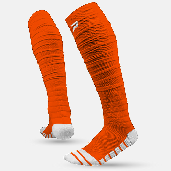 Quantum Knit: Extra Long Padded Scrunch Socks - Orange