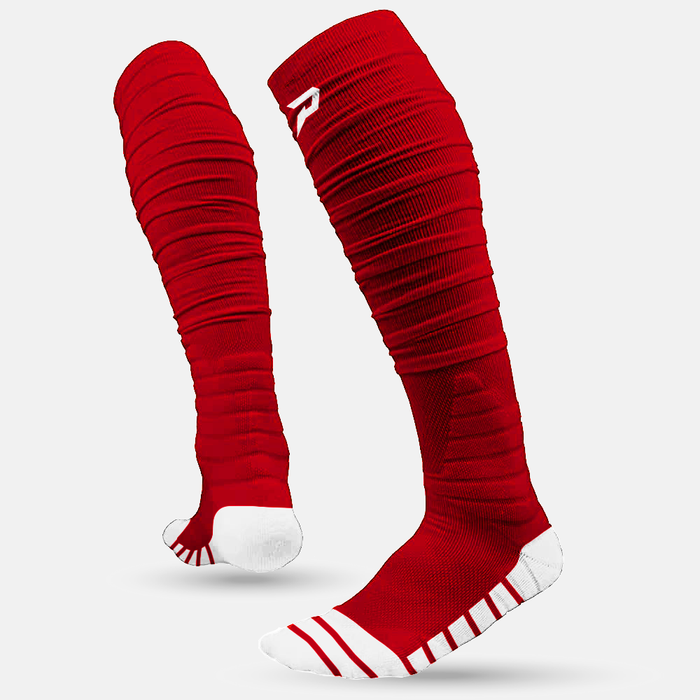 Quantum Knit: Extra Long Padded Scrunch Socks - Red